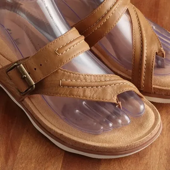 Clarks Brown Leather Sandals with Moccasin Stitching - Picture 4 of 15